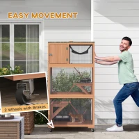 PawHut 34" L Catio Outdoor Cat Enclosure on Wheels with Hammock Multiple Platforms Resting Condo Ramps, for 1-3 Cats, Orange(m-5)