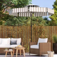 Outsunny 8.6FT Patio Umbrella, UPF 30+ Outdoor Market Umbrella, 2-Tier Vented Patio Table Umbrella with Crank 8 Ribs, Tiltable Porch Umbrella for Garden Deck Poolside, Light Gray(m-9)