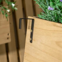 Outsunny 3 Box Raised Garden Bed with Trellis, Wall-Mounted Wood Planter Box Set with Drainage Hole for Flowers, Climbing Plants(m-10)