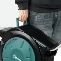 Outsunny 1/2 in x 100ft Wall Mounted Garden Hose Reel, Retractable Water Hose Reel with Auto Rewind, Any Length Lock, Black(m-10)