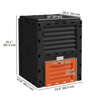 Outsunny Outdoor Compost Bin Garden Container, Fast Creation of Fertile Soil Aerating Compost Box, 80 Gallon, Orange(m-3)