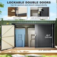 Outsunny 7.6 x 3.4ft Outdoor Storage Shed, Triple Garbage Bin Shed Organizer with Lockable Double Doors and Openable Lid(m-6)