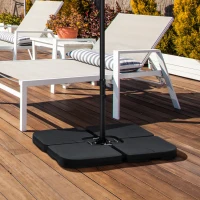 Outsunny 4 Piece Umbrella Base Stand w/ U Locking, 132 lb Capacity Water or 172 lb Capacity Sand, Black(m-8)