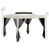 Outsunny 10' x 10' Outdoor Canopy Tent Party Tent with Mesh Netting and Double Tier Roof for Backyard, Garden, Patio, Cream White(m-3)