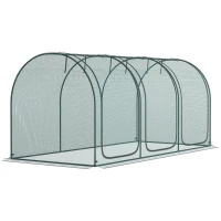 Outsunny 9' x 4' Crop Cage, Garden Plant Protector, with 3 Zippered Doors and 4 Ground Stakes, for Garden, Yard, Lawn, Green(m-10)