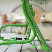 Qaba Kids Patio Swing Chair with Adjustable Canopy, Safety Belt for Patio, Garden, Poolside, Balcony, Green(m-9)