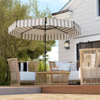 Outsunny 8.6FT Patio Umbrella, UPF 30+ Outdoor Market Umbrella, 2-Tier Vented Patio Table Umbrella with Crank 8 Ribs, Tiltable Porch Umbrella for Garden Deck Poolside, Light Gray(m-10)