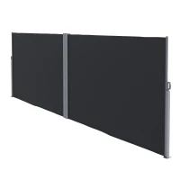 Outsunny Retractable Double Side Awning, 79"x236" Patio Privacy Screen, UV Resistant, Waterproof Wind Screen, Black(m-2)