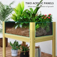 Outsunny Wooden Raised Garden Bed with Acrylic Panels, Raised Planter Box with Drainage Holes, 29.5" x 18.1" x 23.8"(m-5)