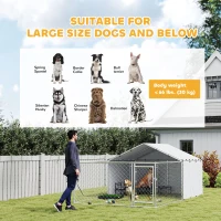 PawHut Galvanized Steel Dog Kennel Outdoor with Waterproof & UV-Resistant Cover for Large Dogs, 13.1' x 7.5' x 4.9'(m-7)