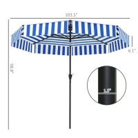 Outsunny 8.6FT Patio Umbrella, UPF 30+ Outdoor Market Umbrella, 2-Tier Vented Patio Table Umbrella with Crank 8 Ribs, Tiltable Porch Umbrella for Garden Deck Poolside, Navy Blue(m-3)