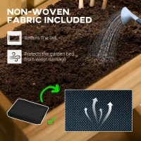 Outsunny 3 Box Raised Garden Bed with Trellis, Wall-Mounted Wood Planter Box Set with Drainage Hole for Flowers, Climbing Plants(m-6)