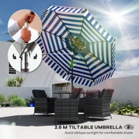 Outsunny 8.6FT Patio Umbrella, UPF 30+ Outdoor Market Umbrella, 2-Tier Vented Patio Table Umbrella with Crank 8 Ribs, Tiltable Porch Umbrella for Garden Deck Poolside, Navy Blue(m-4)