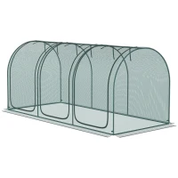 Outsunny 9' x 4' Crop Cage, Garden Plant Protector, with 3 Zippered Doors and 4 Ground Stakes, for Garden, Yard, Lawn, Green(m-2)