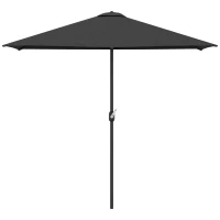 Outsunny 8ft Half Round Umbrella Outdoor Balcony Parasol Patio Garden Outdoor Window Sun Shade w/ 5 Ribs(m-2)