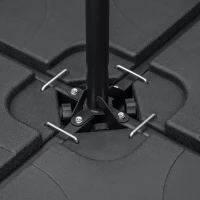 Outsunny 4 Piece Umbrella Base Stand w/ U Locking, 132 lb Capacity Water or 172 lb Capacity Sand, Black(m-10)