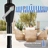 Outsunny 8.7FT Tilting Patio Umbrella with 8 Ribs, Crank Handle, Air Vent for Outdoor, Garden and Pool, Navy Blue(m-7)