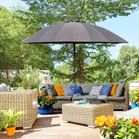 Outsunny 8ft Shanghai Garden Parasol Umbrella with Crank & Tilt, Adjustable Outdoor Sun Shade, Dark Grey