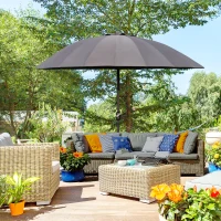 Outsunny 8ft Shanghai Garden Parasol Umbrella with Crank & Tilt, Adjustable Outdoor Sun Shade, Dark Grey(m-1)