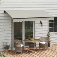 Outsunny 10' x 8' Retractable Awning, 280gsm UV Resistant Sunshade Shelter, for Deck, Balcony, Yard, Light Grey(m-8)