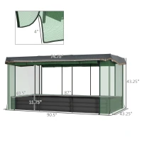 Outsunny Galvanized Steel Planter Box with Crop Cage and Shade Cloth, Raised Garden Bed for Flowers, Veggies and Herbs, Gray(m-3)