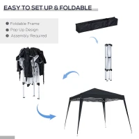 Outsunny 8' x 8' Pop Up Canopy, Outdoor Foldable Tent, Portable Canopy Tent with Carrying Bag for Camping, Party, Picnic, Black(m-4)