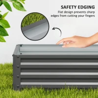 Outsunny Galvanized Raised Garden Beds, Outdoor Planter Box, Set of 2, for Flowers, Herbs and Vegetables, Light Grey(m-6)
