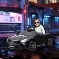 Qaba Mercedes-Benz AMG GTR Licensed 12V Battery Powered Kids Electric Car w/ Remote Control & Soft Start, Black(m-2)