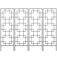 Outsunny 4 Pack Garden Trellis for Climbing Plants, Outdoor Metal Grid Panels for Roses, Vine Flower, Cucumber, Clematis, 72" Tall(m-2)