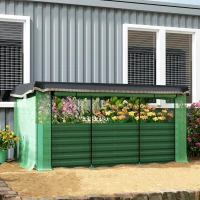 Outsunny Galvanized Steel Planter Box with Crop Cage and Shade Cloth, Raised Garden Bed for Flowers, Veggies and Herbs, Green(m-10)