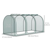 Outsunny 9' x 4' Crop Cage, Garden Plant Protector, with 3 Zippered Doors and 4 Ground Stakes, for Garden, Yard, Lawn, Green(m-3)