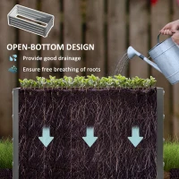 Outsunny Galvanized Raised Garden Beds, Outdoor Planter Box, Set of 2, for Flowers, Herbs and Vegetables, Light Grey(m-5)