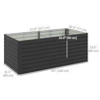 Outsunny 5' x 3' x 2' Raised Garden Bed, Galvanized Planter Box for Growing Flowers, Herbs and Vegetables, Dark Grey(m-3)