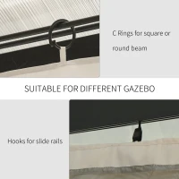 Outsunny 9.84' x 13.1' Gazebo Sidewall Set with Hooks/C-Rings, Beige(m-4)