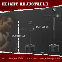 Soozier Boxing Speed Trainer with Stand, Reaction Bar Challenge, Reflex Bag, 64-81in Adjustable Height, Red and Blue(m-5)