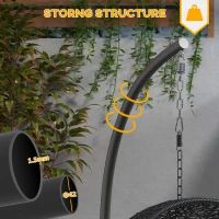 Outsunny Hanging Hammock Chair Stand with Round Base, Heavy Duty Hammock Stand Only with 330 lbs. Capacity, Black(m-4)