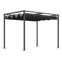 Outsunny Pergola Shade 10x7 Patio Canopy, Elegant Modern Outdoor Shelter for Home Yard, Black(m-2)