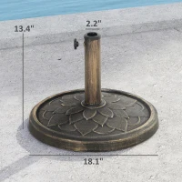 Outsunny Round Patio Umbrella Base, 26 lbs Resin Umbrella Stand Base, Heavy Duty Patio Umbrella Holder for 1.3"/1.5"/1.9" Umbrella Poles for Outdoor, Lawn, Poolside, Bronze(m-3)
