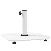 Outsunny Square Patio Umbrella Base, 41 lbs Metal Umbrella Stand Base with Adjustable Foot Pads, Heavy Duty Patio Umbrella Holder for 1.3"/1.5"/1.9" Umbrella Poles for Outdoor, Lawn, Poolside, White(m-1)