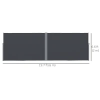 Outsunny Retractable Double Side Awning, 79"x236" Patio Privacy Screen, UV Resistant, Waterproof Wind Screen, Charcoal Grey(m-3)