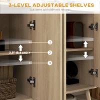 HOMCOM Buffet Cabinet with Storage Modern Fluted Sideboard with Adjustable Shelves Wood Legs for Dining Room Living Room Oak(m-5)