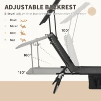 Outsunny 2 Piece Folding Outdoor Chaise Lounges, Pool, Sun, Tanning Chairs with Reclining Back, Sunshade for Beach, Patio, Black(m-4)