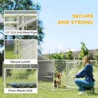 PawHut Galvanized Steel Dog Kennel Outdoor with Waterproof & UV-Resistant Cover for Large Dogs, 19.7' x 7.5' x 4.9'(m-6)