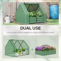 Outsunny Steel Outdoor Raised Garden Bed with Greenhouse,Cover, Roll Up Door, Dual Use, 50"x37.4"x36.2", Green(m-7)