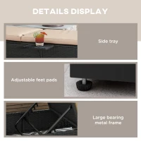 Outsunny Outdoor Patio Lounger with Cushion, 5-Level Reclining Wicker Chaise Lounge Chair with Tea Tray, for Poolside, Patio, Deck, 264lb Weight Capacity, Beige(m-7)