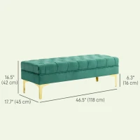 HOMCOM End of Bed Bench, Upholstered Bench, Entryway Shoe Bench with Button Tufted for Living Room, Bedroom, Dark Green(m-3)