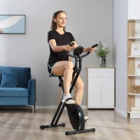 Soozier Foldable Exercise Bike Upright Fitness Bike 8-Level Resistance Cardio Workout(m-1)