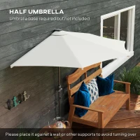 Outsunny Half Outdoor Patio Umbrella, UPF 30+ Small Vented Half Patio Umbrella with Crank 8 Ribs for Balcony Porch Garden Deck Poolside, Cream White(m-8)