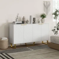 HOMCOM Sideboard Buffet Cabinet with Adjustable Shelves, Living Room Cabinet, TV Cabinet for 65 Inch TV, White(m-8)