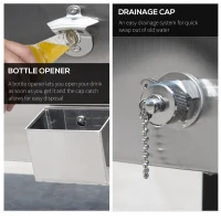 Outsunny 80 Quart Rolling Cooler Cart Ice Beer Beverage Cooling Bin for Outdoor Party, 35.4" x 15.4" x 32.7", Silver(m-6)